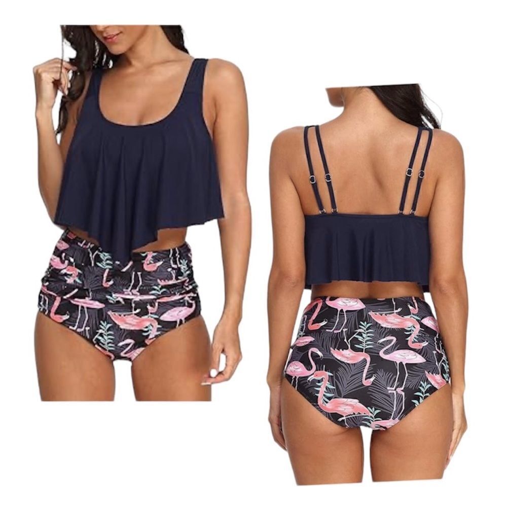 Women's High Neck Two Piece Bathing Suit Top High